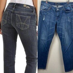 Kut from the Kloth Blue Jeans Straight Leg Embroidered Pocket Cigarette Denim 10
